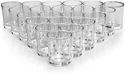 CRAFTFRY Glass Tea Light Candle Holders for Home Decoration, Party, Wedding, Living Room, Diwali, Decor Pack of 4 (Transparent)