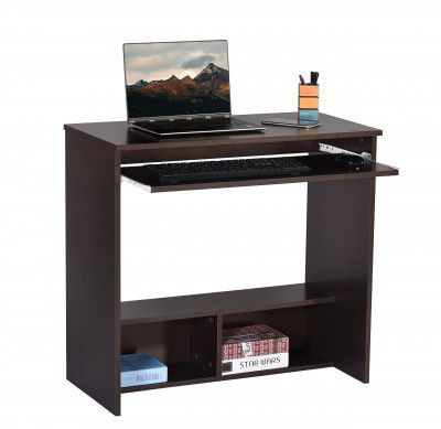 Craftos Alexa Engineered Wood Office Table and Study Desk with Keyboard Tray(Dark Wenge, Matte Finish)