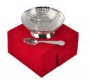 Crafts King White Metal Floral Silver Plated Single Bowl Set Awesome Box - 2 Pieces Set, 500 Milliliter - 200 Ml...