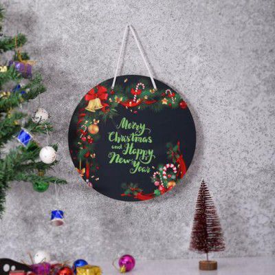 CraftVatika Christmas Decoration Items, Merry Christmas and Happy New Year Printed Wall Hanging/Door Hanging for Home and Christmas Decorations Items (10 Inches)