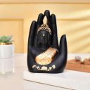CraftVatika Golden Handcrafted Palm Buddha Idol for Home,Office and Gifts - Palm Buddha Hand Statues for Living Room Mandir Pooja Room Living Room Diwali Decor...