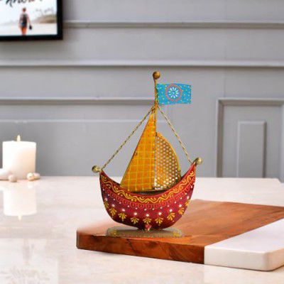 CraftVatika Metal Turkish Ship Boat Naav Showpiece Figurine for Home Decor Living Room Tabletop Desktop Side Corner, Home Decorative Items (8 Inch Height) (Type 2)