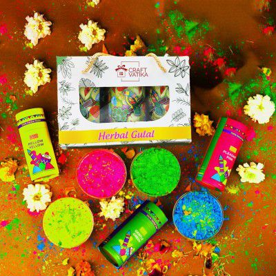 CraftVatika Natural Holi Color Herbal Gulal Pack of 3 (80g x 3 Packet) 