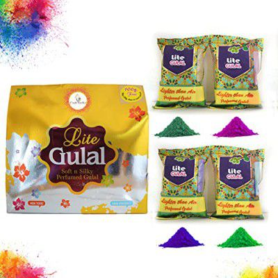 CraftVatika Pack of 4 Organic Holi Colour for Kids - Natural Holi Perfumed Gulal (75gm x 4)