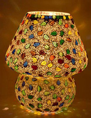 CRAFTVERRE Mushroom Shaped Mosaic Glass Lamp for Home/Office/Festival Decoration (Bulb Not Included) (Table Lamps- 08, 23cm)