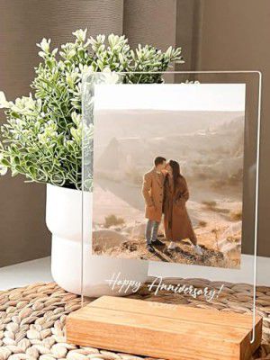 CRAFTY MARVELS Customized Photo Frame Plaque, Personalized Printed Frame with clear acrylic stand | Gift | Birthday | Anniversary Tabletop (6x8 inch, acrylic)