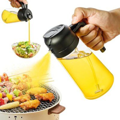 Crasts Oil Spray Bottle for Cooking, Premium Glass 2 in 1 Oil Dispenser for Kitchen