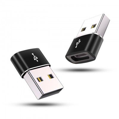 Crasts USB Type C USB Type C Female to USB Male Adapter Connector Converter (Pack of-2) (Black)