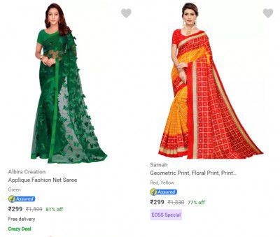 Crazy Deals on Sarees: Up to 91% Discount