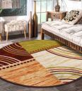 Cream Abstract Polyester 2.5 ft x 2.5 ft Hand Tufted Round Carpet...
