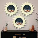 Creative Arts n Frames 11 inch Set of 3 Round Wall Décor Hand Crafted Wooden HD Wall Mirror Panel for Living Room Bedroom Lobby Modern Wall Decor (Pine 2)...