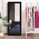 Creative Arts n Frames Long Fiber Wood Rectangular Wall Hanging Wall Mount Mirror (15x40 Classic Black)...