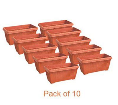 Creative Farmer Garden Essential Plastic Window Rectangle (30 * 15 * 14Ht Cm) for Balcony Colour : Terracotta (Pack of : 10Nos)