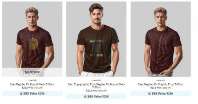Ajio : Creatvit Mens Clothing Starts At Rs 272 | Upto 70% Off