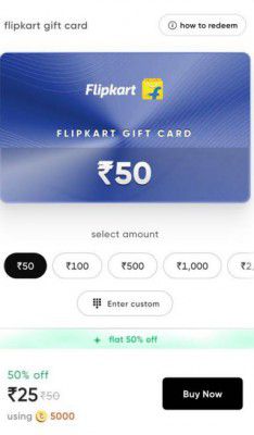 Cred : Flipkart Gift card