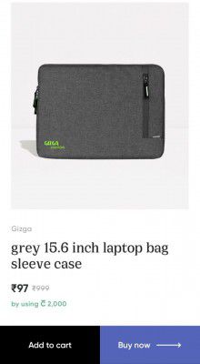 Cred Loot: Gizga Laptop Sleeves at Flat ₹97
