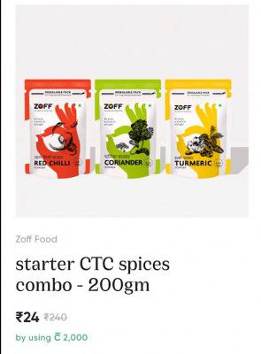 CRED Loot at Rs.24 | Zoff Food CTC Spices Combo 200gm