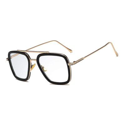 CREEK Blue Light Blocking Blue Cut Zero Power anti-glare Retro Square Eyeglasses,Tony Stark Frame for Eye Protection from UV by Computer/Tablet/Laptop/Mobile (With Torch and Testing Card)