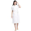 CREEVA Everyday Terry Unisex Bathrobe, Kimono Collar, Half Sleeve, 1 Pocket, Super Soft, Lightweight, Highly Absorbent, Free Size - Perfect for Gym, Spa, Hotel, Nightwear, Gift - White...
