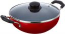 Cresta Gas Stove Compatible Aluminium Flat Base Kadai, 24cm, Red...