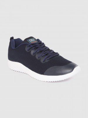 Crew STREET Men Navy Blue Woven Design Running Shoes