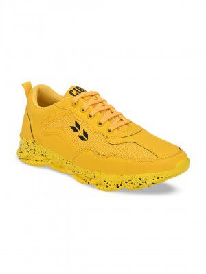 Crew STREET Men Yellow Lightweight Mesh Walking Shoes