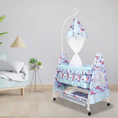 CREW4 Cradle for kids cradle for baby boy &girl Cradle With Swing & Mosquito Net (Black)