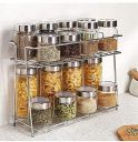 Cri8Hub Stainless Steel Kitchen Rack, Stand, Organizer & Space Saver, 2-Tier Trolley Basket For Boxes Utensils Dishes Plates (Floor Type Self), Countertop, Tabletop, Tiered Shelf...