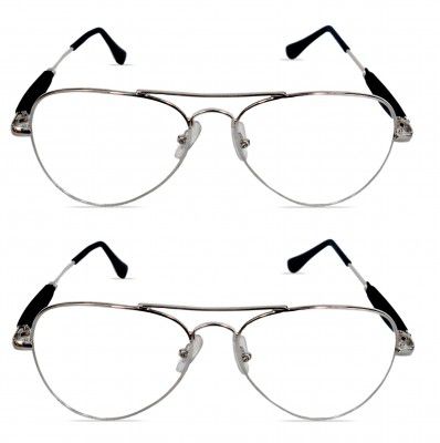 Criba Gradient Oversized Unisex Sunglasses - (aviator funky slvr clr+slvr clr_CRLK17|40|White Color Lens)