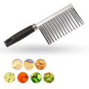 Crinkle Cutter Knife Stainless Steel Cutting Tool for Potato Carrot Chip Vegetable French Fry, Wavy Chopper Wave Slicer Steel Blade, Kids Lunch Accessories (Black Handle)...