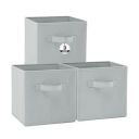 Criusia Pack of 3 Square Storage Box | 11 Inch Wardrobe Storage Organizer for Home | Multipurpose & Portable Cupboard/Closet Organiser for Clothes & Toys | Grey...