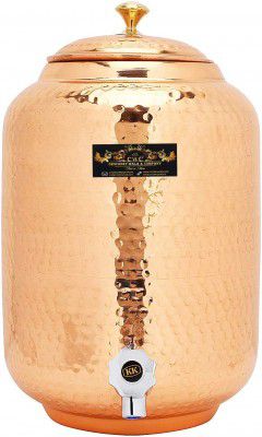 Crockery Wala And Company 4 Litre Hammered Copper Water Dispenser (Matka) Leak Proof Container Pot with 100% Pure Copper and Ayurvedic Health Benefits (4000 ml)