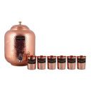 Crockery Wala and Company Jointless Pure Copper Water Dispenser/Matka 4 l and 6 Glass...