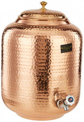 Crockery Wala and Company Jointless Pure Copper Water Dispenser/Matka 16 l and 2 Glasses