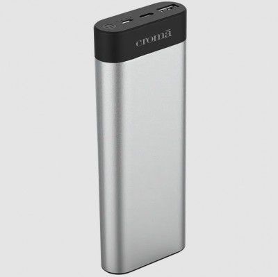 Croma 15600 mAh 45W Fast Charging Power Bank (1 Type C, 1 Micro USB & 1 Type A Ports, Aluminium Casing, Over Charge Protection, Silver)