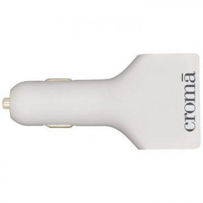 Croma 18W Type A 2-Port Fast Car Charger (Adapter Only, Short Circuit Protection, White)