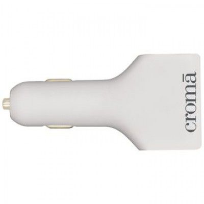 Croma 18W Type A 2-Port Fast Car Charger (Adapter Only, Short Circuit Protection, White)