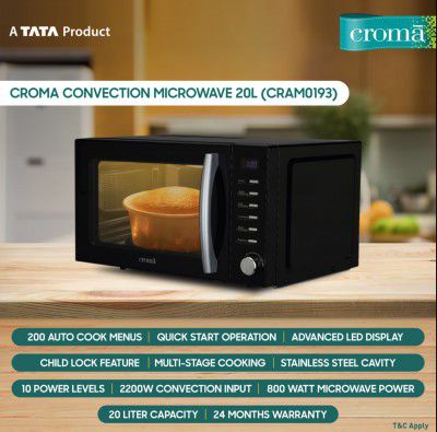 Croma 20 Litres Convection Microwave Oven (Barbeque Function, CRAM0193)