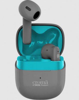 Croma TWS Earbuds with Environmental Noise Cancellation (IPX4 Water Resistant, Fast Charging, Grey Blue)