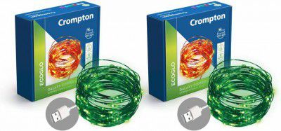 Crompton 100 LEDs 10 m Green Steady String Rice Lights (Pack of 2)