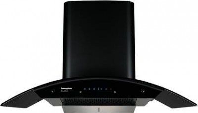 Crompton CHD-SSC90FLE-MBL Auto Clean Curved Glass 90 cm| Low Noise Wall Mounted Midnight Black 1360 CMH Chimney