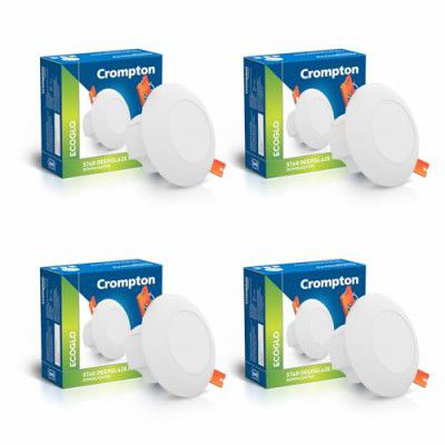Crompton Domestic Recess LED Deep Cut Down Lighter Star Deep Glaze 3W (Cool Day Light, Pack of 4)