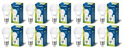 Crompton Dyna Ray 12W Round B22 LED Cool Day Light Pack of 10