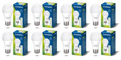 Crompton Dyna Ray 12W Round E27 LED Cool Day Light Pack of 8