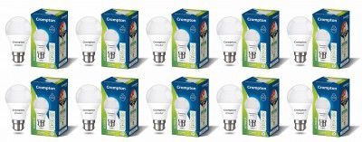 crompton Dyna Ray 9W Round B22 LED Cool Day Light Pack of 10
