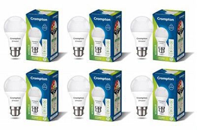 Crompton Dyna Ray 9W Round B22 LED Cool Day Light Pack of 6
