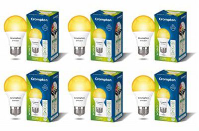 Crompton Dyna Ray 9W Round E27 LED Warm White, Pack of 6