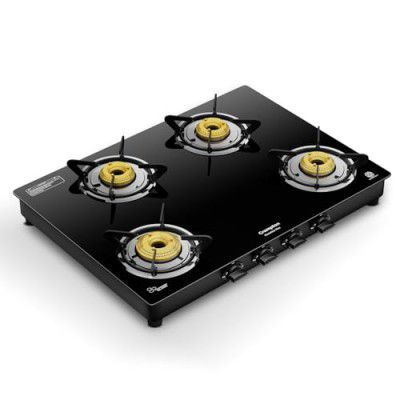 Crompton FlameStar Max 4 Burner Glass Top Gas Stove | 2 Year Manufacturer's Warranty