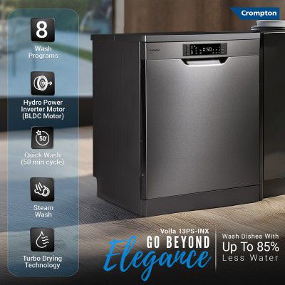 Crompton FS-DWVOV13PS-INX Free Standing 13 Place Settings Dishwasher