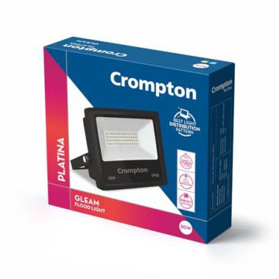 Crompton Gleam 50 Watt Outdoor Waterproof LED Flood Light | Wide Angle Beam| (Cool Day Light 6500K)